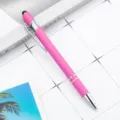 Bolígrafo de aluminio rosa con puntero para pantallas táctiles y escritura - Rosa Fucsia (Tinta Negra)