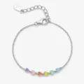 Elegantes Armband aus 925er Sterlingsilber mit bunten Herzanhängern aus Emaille - Herz Emaille Armband / 925er Silber