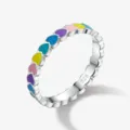 925 Sterling Silber Ring mit farbenfrohem Herz Emaille im Macaron-Stil - Herz Emaille Ring / Ring Innendurchmesser 16mm