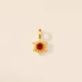Gros plan détaillé d'un pendentif étoile solaire doré serti d'une pierre rouge. - Janvier (Rouge Grenat)