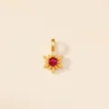 Gros plan détaillé d'un pendentif étoile à huit branches dorée avec gemme rouge - Juillet (Couleur Rubis)