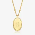 Elegant gold-plated S925 sterling silver oval pendant necklace with engraved letter B - 925 Silver / Letter B