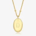 Minimalist gold-plated S925 silver oval pendant necklace with engraved letter D - 925 Silver / Letter D