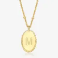Collana minimalista in argento S925 placcato oro 18K con ciondolo ovale lettera M - Argento 925 / Lettera M