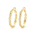 Elegant gold-plated S925 silver braided hoop earrings with micro-paved cubic zirconia. - Outer Diameter 40MM / Gold