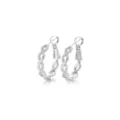 Elegant S925 sterling silver twisted hoop earrings with micro-pave white zircon crystals - Outer Diameter 20MM / White Gold