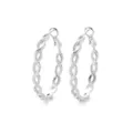 Elegant sterling silver braided hoop earrings with sparkling micro-paved zirconia stones - Outer Diameter 40MM / White Gold