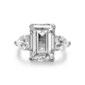 Elegant S925 sterling silver ring featuring a large emerald cut high carbon diamond center - Size 5 / Style 7 (4g)