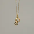 Detailed view of a detachable 18K gold plated necklace with geometric lattice pendant. - Chain Only (Without Pendant)
