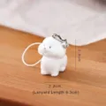 Cute 3D white fluffy puppy figurine keychain pendant ornament measures 2.9x2.2cm - Bichon Dog