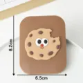 Cute cookie-shaped portable makeup mirror and mini comb set with dimensions 8.2cm x 6.5cm - Mirror Comb 2-In-1 / Coffee Round Cookie