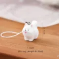 Cute white fluffy puppy figurine keychain charm with 2.4cm height and 6.3cm strap - Samoyed Puppy