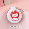 Portable mini folding hair brush with mirror and cute apple cat design - Teddy Bear / White