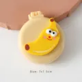 Cute banana cartoon foldable air cushion hairbrush with mirror, portable mini size - Cute Banana / Yellow