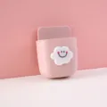 Pink wall-mounted storage box with a cute white cloud and smiley face design detail - Cloud Style / Pink
