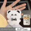 Llavero de panda de peluche con pajarita de cuadros y cadena - 绅士小熊猫