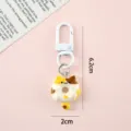 Cute cartoon white cat donut keychain for bags with size indicators 6.2cm and 2cm - Cat Style D (Keychain)