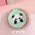 Portable mini folding air cushion hair comb with cute panda design and built-in mirror - Red Panda / Green