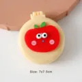 Compact folding hairbrush with mirror featuring cute red apple cartoon design - Cute Tomato