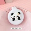 Portable mini folding air cushion hairbrush with a cute panda design and built-in mirror - Red Panda / White