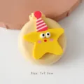 Yellow star folding hairbrush with mirror, portable mini massage comb, size 7x7.5cm - Cute Star