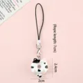 Cute cartoon cat donut keychain charm with black and white spots and 7cm hanging string - Cat Style E (Lanyard) / Lanyard Length: 7cm