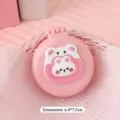 Compact pink folding airbag hair comb with mirror and cute cartoon bear - Little Rabbit / Pink