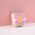 Pink wall-mounted storage box with a cute cartoon star and wings decoration for small items - Star with Wings Style / Pink