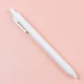 Elegant white retractable gel pen with black ink on macaron pink textured background - White Barrel (A0060) / 0.5mm Bullet Tip / White