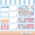 DIY scenery postcard and cartoon sticker set with glitter film for scrapbooking and journaling - Winter Sonata / 4 Cards And 4 Stickers