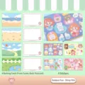 Cute DIY scenery postcard and sticker set with flash film effect and 4 sticker sheets - Outdoor Fun / 4 Cards And 4 Stickers