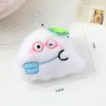 Cute white plush ghost keychain with glasses and green clover charm, size 9.4x7cm - Bag Ghost (A0625) / 9.4x7cm