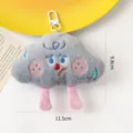 Llavero de peluche nube gris con bordado lindo y piernas rosas para colgar en bolsos - Nube Triste