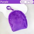 Cute mini purple plush backpack coin purse with clip for keys and earphones storage - Bulk Packaging / Purple