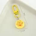 Adorable yellow chick resin keychain with food play pendant and 6cm carabiner clip - 小鸡早餐盘款 / 全长6cm挂件直径2.1cm
