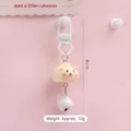 Leuke gestoomde broodje sleutelhanger met kattengezicht en bel, 8cm lang, ca. 10g - Gebroken Wit Beertje - Bel Stijl