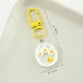 Realistic boiled egg food keychain with yellow resin pendant and metal clasp accessory - 荷包蛋早餐盘款 / 全长6.5cm挂件宽度2.2cm