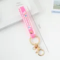 Pink silicone wrist strap keychain with 'SUMMER' print and golden hardware, 17cm length - Solid Color / Rose Red