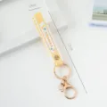 Yellow PVC wrist strap keychain with 'SUMMER' print and wave edge, 1.9cm width, 17cm length - Solid Color / Milk Yellow