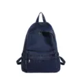 Vintage dark blue denim backpack for women, casual large capacity school bag for daily use. - Dark Blue
