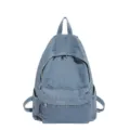 Retro blue denim backpack for women, casual student school bag with large capacity and zipper. - Light Blue