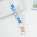 Blue scalloped PVC silicone keychain wrist strap with gold lobster clasp and summer print - Solid Color / Dark Blue