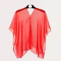 Lightweight sheer red chiffon beach shawl sun protection cape on elegant hanger - Tops / 155cm / Red