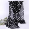Elegant long black and white polka dot chiffon rectangular scarf for fashion ladies - 160x50cm / Black Polka Dot