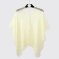 Front view of a light yellow sheer chiffon sunscreen shawl displayed on a hanger - Tops / 155cm / Beige
