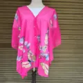 Close-up of pink butterfly print sun protection shawl on a mannequin stand - 160cm / Rose Red (Butterfly Print)