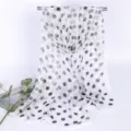 Elegante sciarpa rettangolare in georgette a pois neri da donna, leggera e trasparente - Bianco a Pois