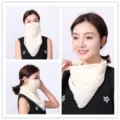 Detailed views showing the breathable white chiffon sun mask with elegant lace edges - No. 7 (White Chiffon Lace Edge)