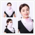 Lightweight floral chiffon sun protection neck gaiter and face mask for summer cycling - No. 9 (Pink Purple Romantic Floral)