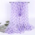 Elegant purple polka dot georgette scarf for women in lightweight rectangular style - 160x50cm / Purple Polka Dot